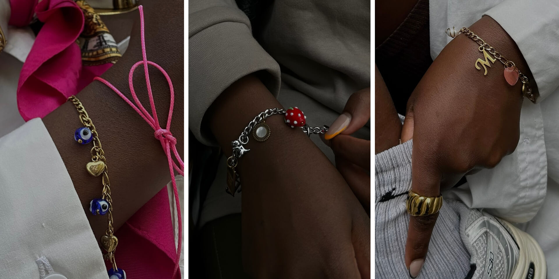 Pinkes Ribbon Armband mit Schleife, Armbänder mit Charms